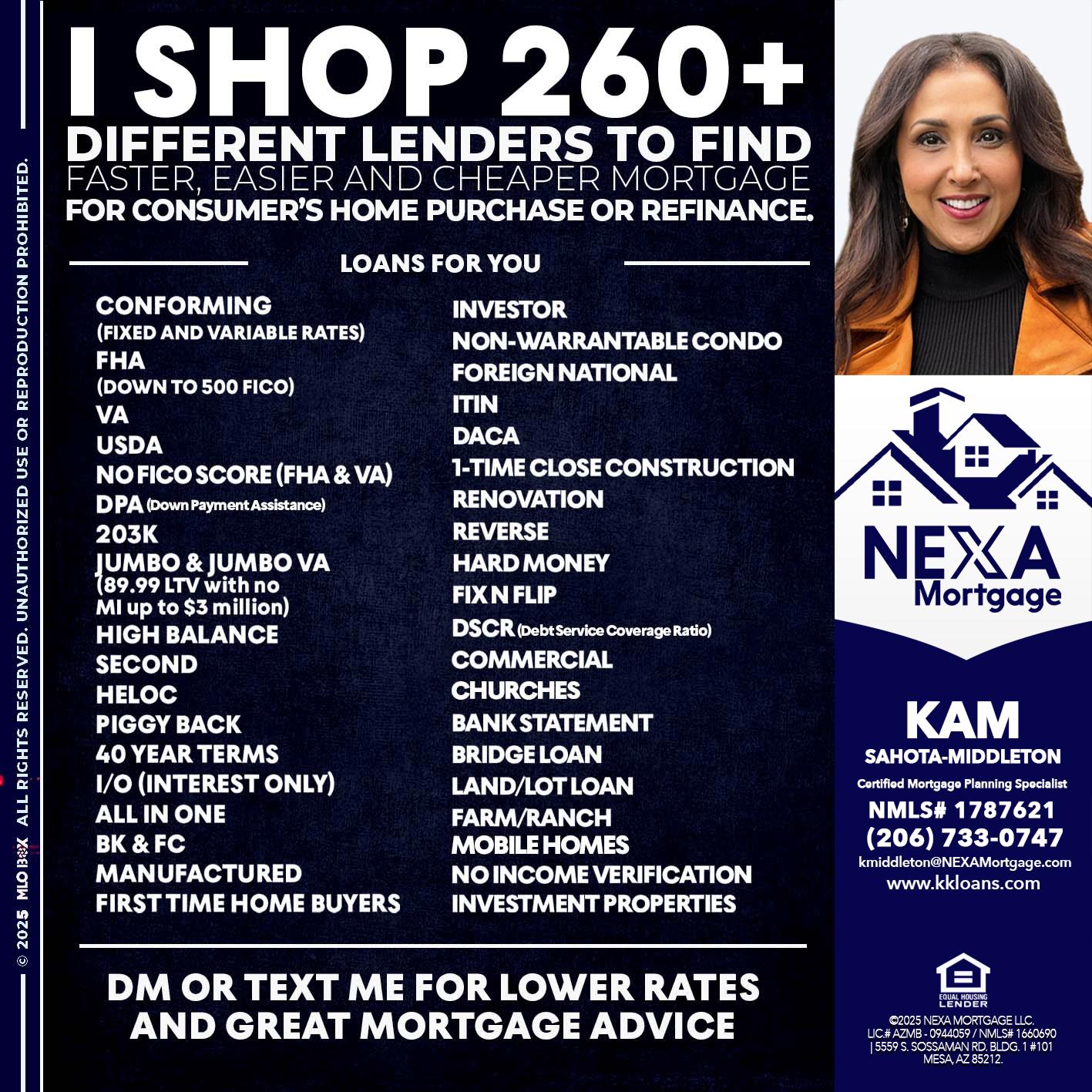 I SHOP +260 - Kam Sahota-Middleton, CFP, CMPS -Mortgage Loan Officer