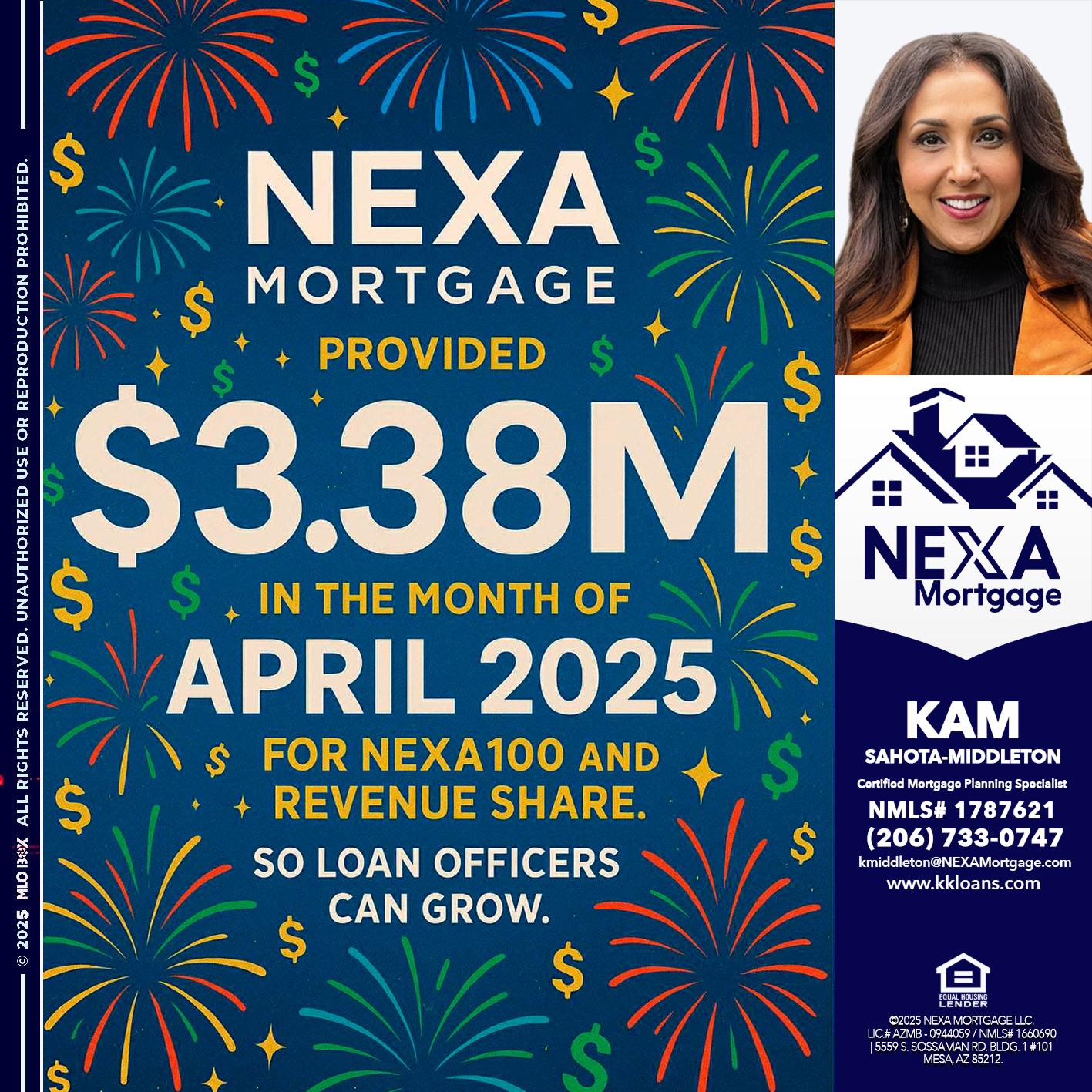 $3.38M - Kam Sahota-Middleton, CFP, CMPS -Mortgage Loan Officer