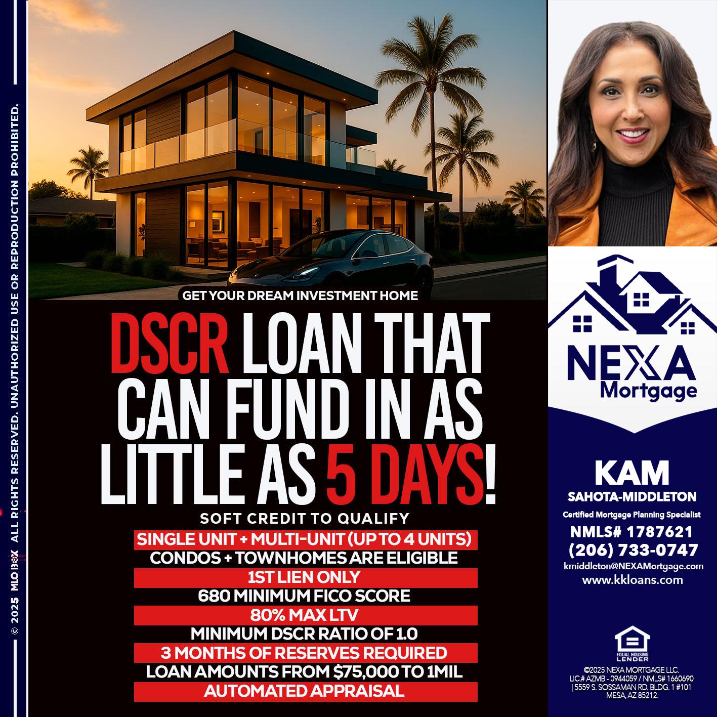 DSCR LOAN - Kam Sahota-Middleton, CFP, CMPS -Mortgage Loan Officer
