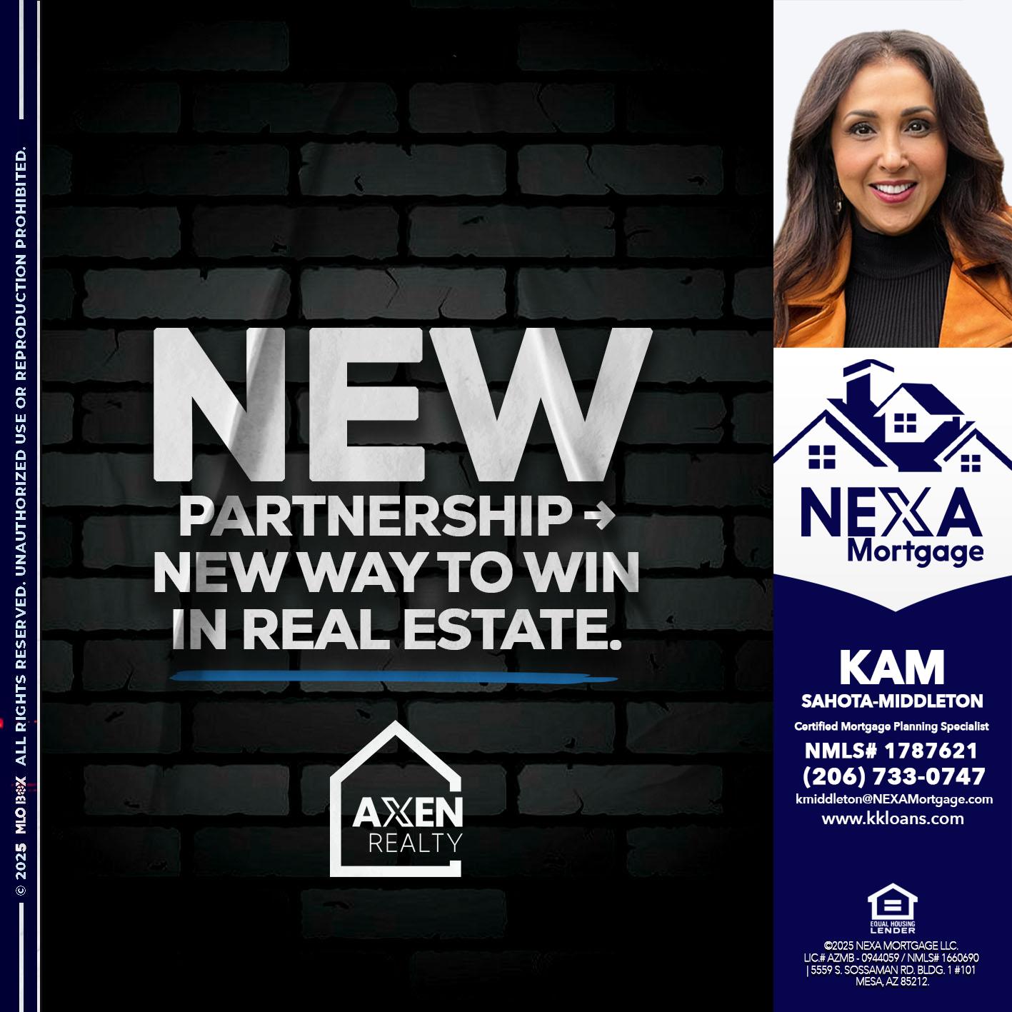 new partnership - Kam Sahota-Middleton, CFP, CMPS -Mortgage Loan Officer