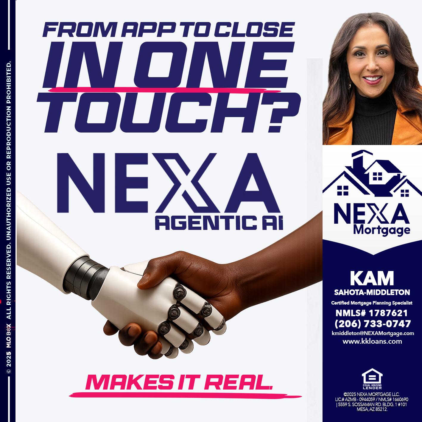 IN ONE TOUCH - Kam Sahota-Middleton, CFP, CMPS -Mortgage Loan Officer