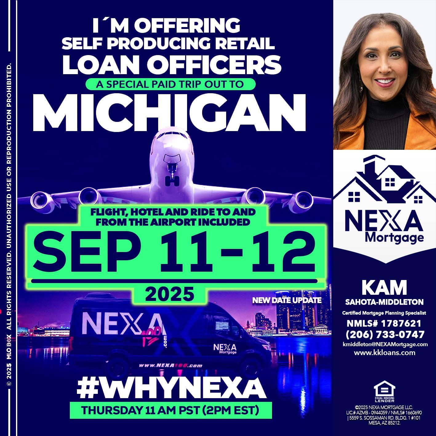 michigan sep 11-12 - Kam Sahota-Middleton, CFP, CMPS -Mortgage Loan Officer