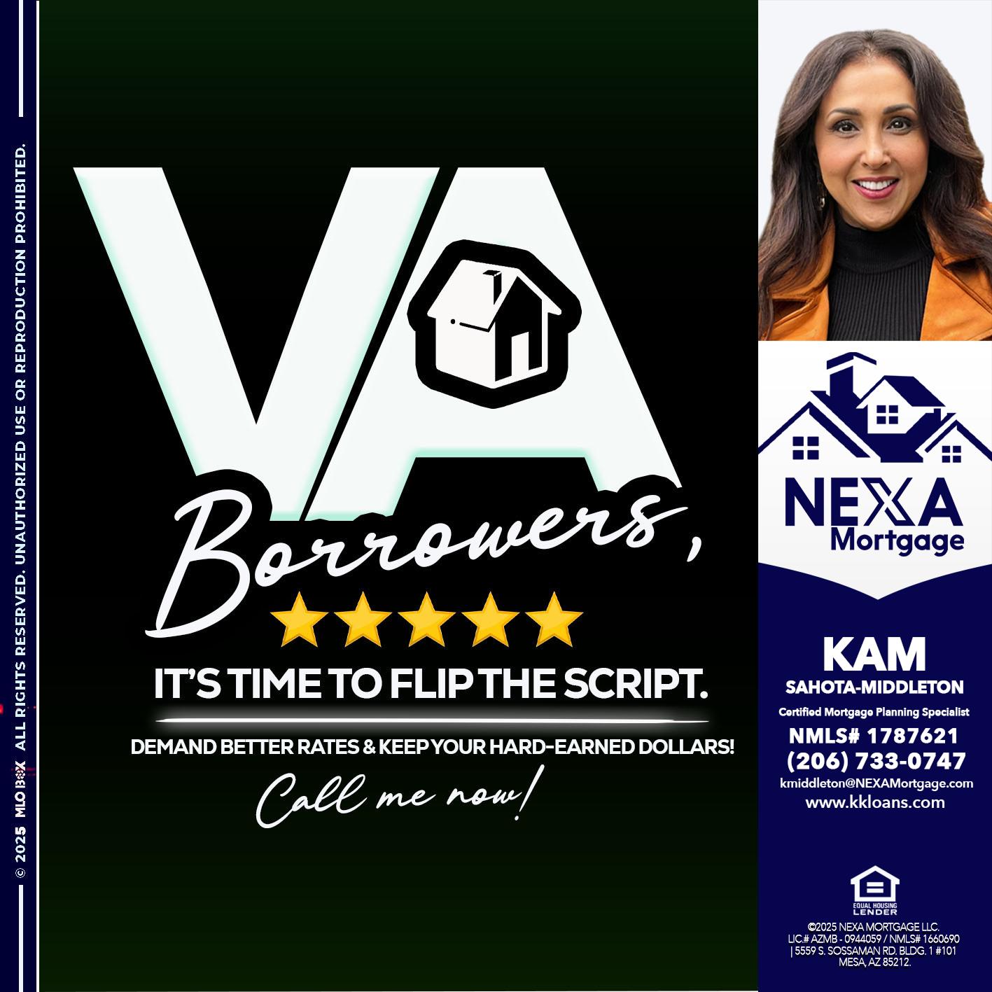 VA BORROWERS - Kam Sahota-Middleton, CFP, CMPS -Mortgage Loan Officer
